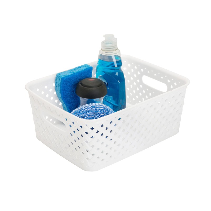 Simplify Small Resin Wicker Tote | Storage Bin | Plastic