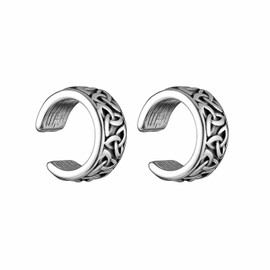 HZMAN Celtic Knot Ear Cuff Earrings for Men Women Stainless Steel Trinity Knot No Piercing Clip On Cartilage Earring Jewelry Gift