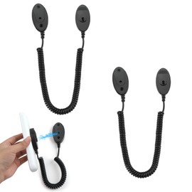 Magnetic Remote Leash Control Holder with Security Cable, Retractable Tidy Anti-lost Rope Organizer Easy Installation Stable Suitable for Projector TV Fan and Air Conditioner Remotes (2Pcs Black, L)