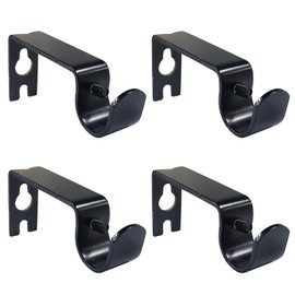 Kowibcl Curtain Rod Bracket, 4 Pcs Curtain Rod Holders, Fixed Curtain Brackets for 1/2 or 5/8 inch Rods,Black