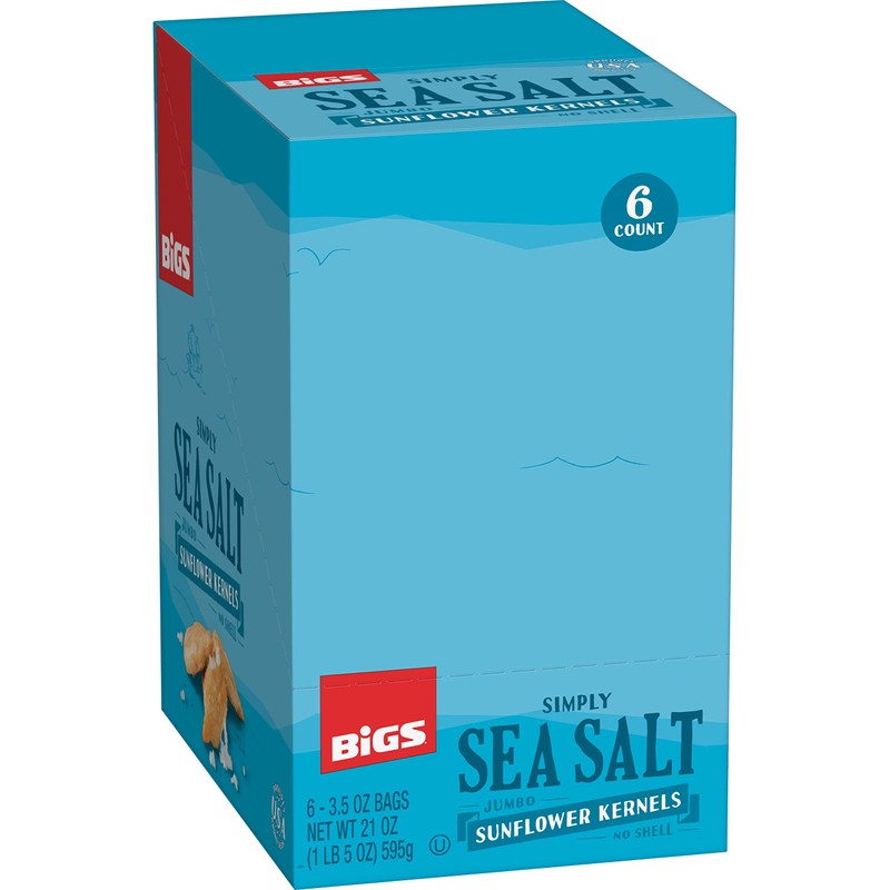 BIGS Simply Sea Salt Jumbo Sunflower Kernels, 3.5-oz. Bag 6-Count
