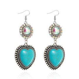 Rhinestone Turquoise Earrings for Women Silver Western Earrings Boho Jewelry Gifts Western Outfit Dress for Women