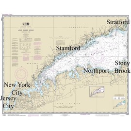 Long Island Sound - Western Part - 2014 Nautical Map Connecticut - New York Reprint 80000 ED AT 1213 12363