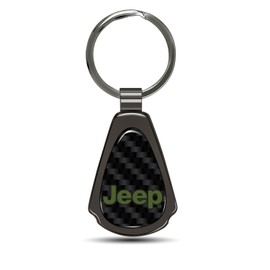 iPick Image for - Jeep in Green Real Black Carbon Fiber Gunmetal Black Metal Teardrop Key Chain