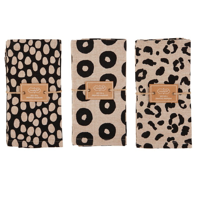 Mud Pie Tan Dots Chambray Napkins, 18" x 18"