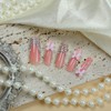 24 Pcs Pink Press on Nails Long Square,MINGCHUN Bling Fake