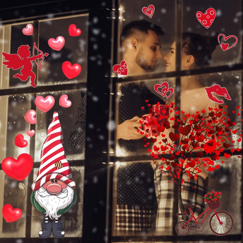 Mauts 9 Sheet Valentines Decorations Window Clings Decorations, Valentines Day