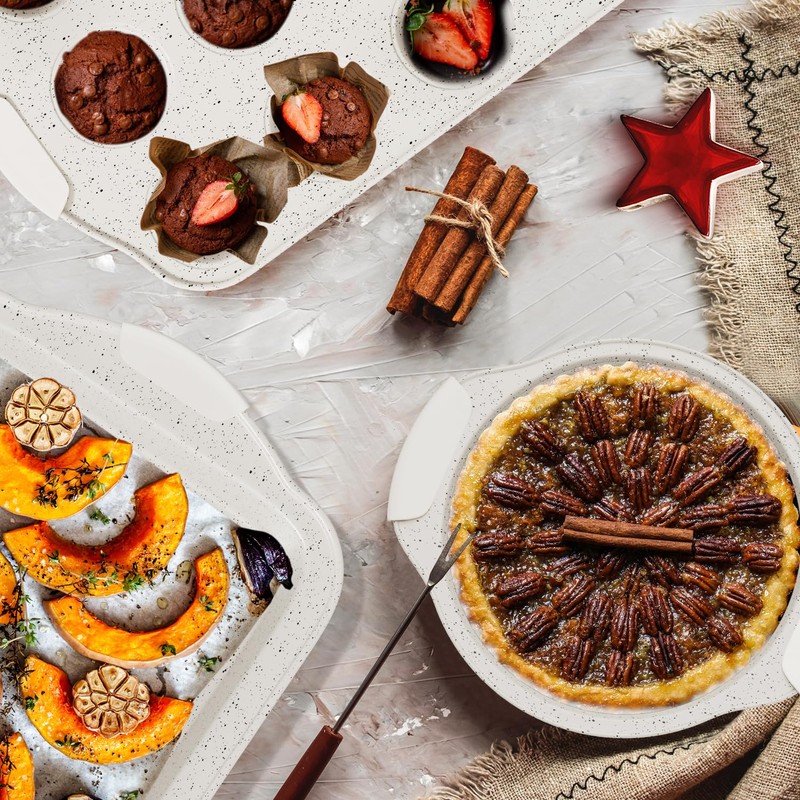 11-Piece Kitchen Nonstick Stackable Bakeware Set, Non Toxic Bakeware Sets