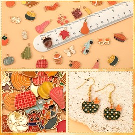 SANNIX 350Pcs Fall Charms, Thanksgiving Charms for Jewelry Making Bulk, Enamel Pumpkin Maple Leaf Turkey Autumn Charms for Bracelets Necklaces Earrings Craft Making