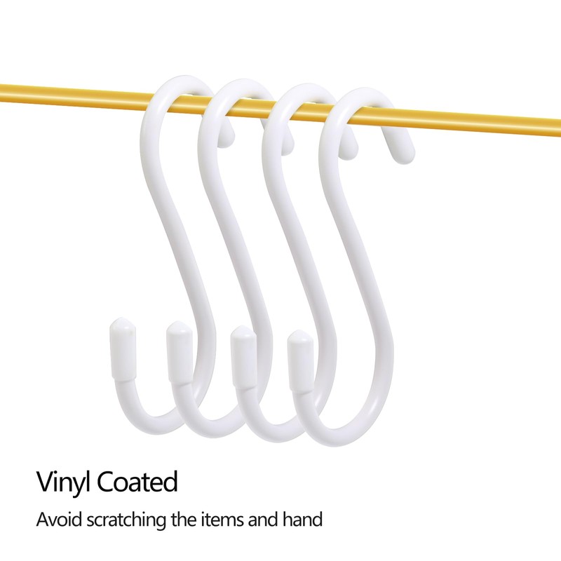 Tingheng Vinyl Coated S Hooks for Hanging 4 Inch White