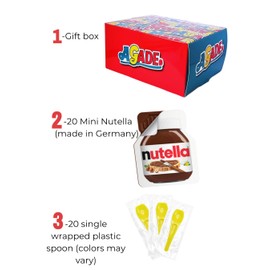 AGADE MiniNutella Snack Pack Box,Chocolate Spread–20x15g Single-Serve with Individually Wrapped Spoon, Made in Germany