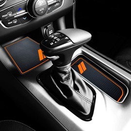 HAMSAM for Dodge Charger Accessories 2015-2021 Anti Dust Cup Holder Inserts, Door Pocket Liners and Center Console Liner Mats Premium Custom Interior(6pcs Set,Orange Trim)