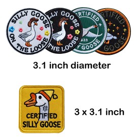 FITZNORA Funny Goose Patch 5 Pack, Hook and Loop Silly Goose on The Loose Collection, Cute Animal Meme Morale Patch for Backpacks, Vest Harnesses, Hats