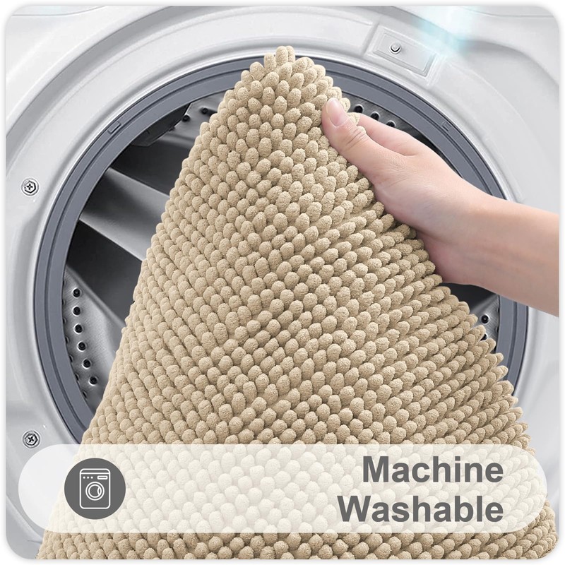 smiry Non Slip Chenille Bath Mat, Extra Soft Bathroom Mat,