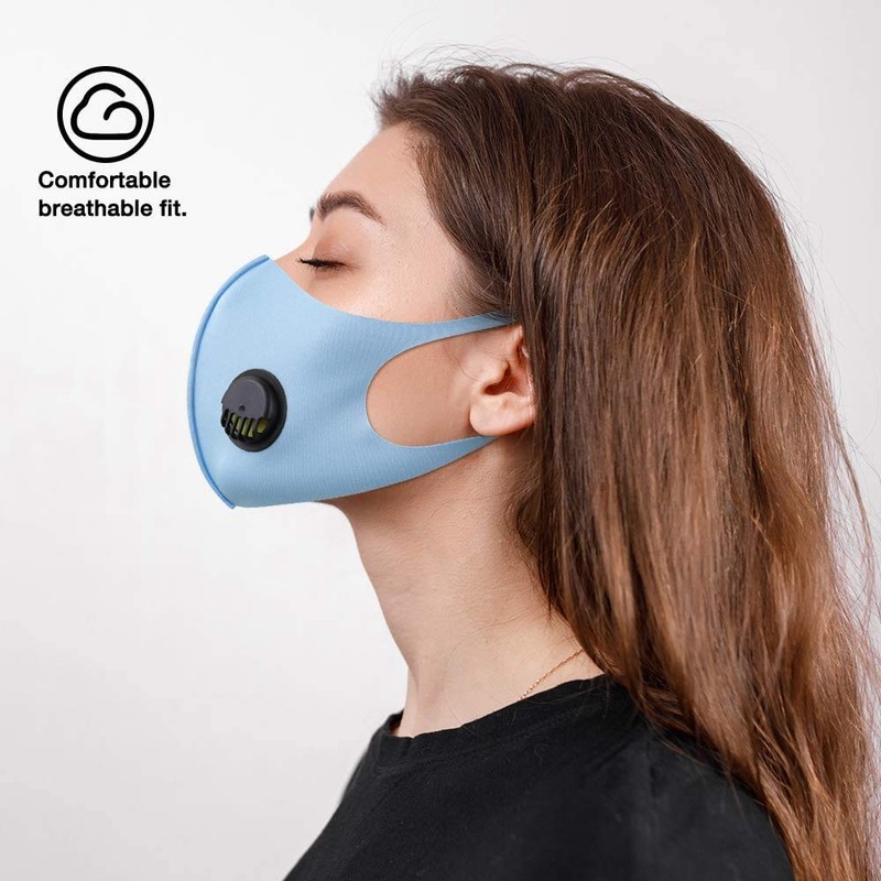 NUÜR 2 Pcs Reusable Face Mask, with Air Valve and