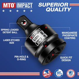 MTO 2 Pieces 3/4" Female to 1/2" Male Impact Socket Adapter, 3/4" Drive Impact Socket Reducer Set, Chrome Molybdenum Alloy Steel