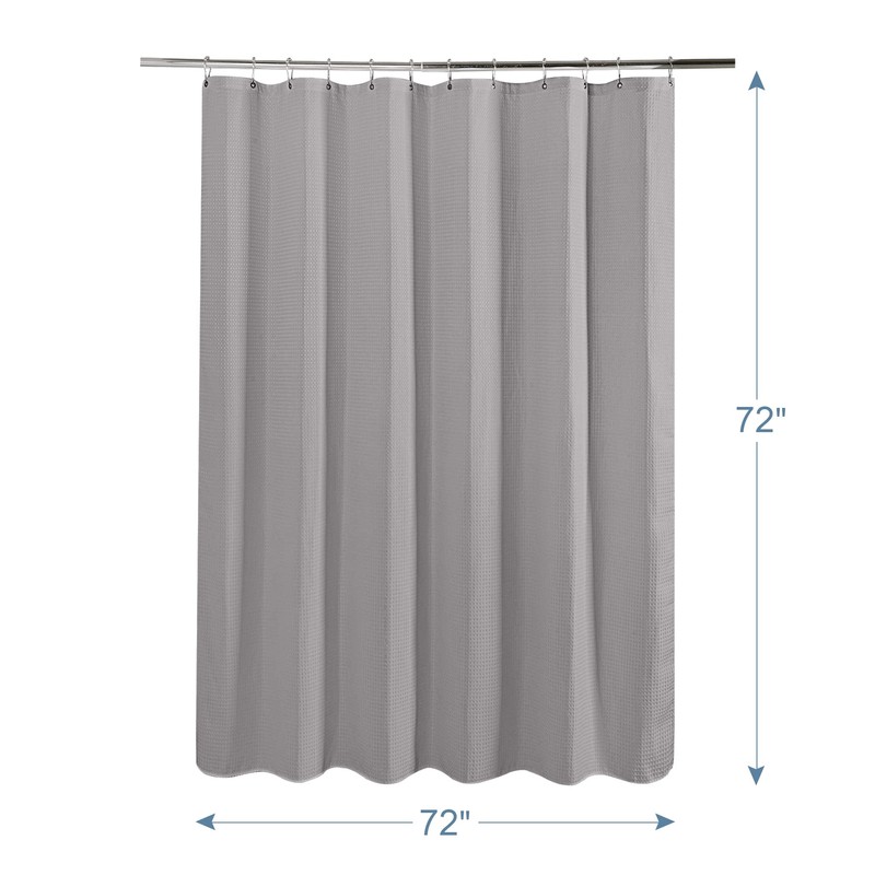 AmazerBath Grey Shower Curtain, Waffle Shower Curtain Gray, Premium Fabric