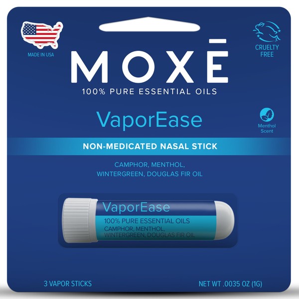 MOXE VaporEase, Portable Nasal Inhaler On-The-Go, Non-Medicated, Made in USA,
