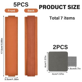 WUSJCOF 7PCS Selbstklebender Lederstifthalter, PU Leder Pen Holder, Stiftschlaufe Selbstklebend für Tagebuch, Tablet, Kalender, Notizbuch mit Elastische Schlaufe.