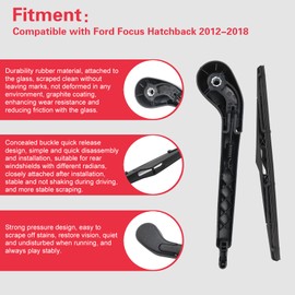 Wyrxalon Rear Wiper arm and Wiper Blade CV6Z-17526-C CV6Z-17528-C BM5Z-17C526-A Compatible with Ford Focus Hatchback 2012-2018.