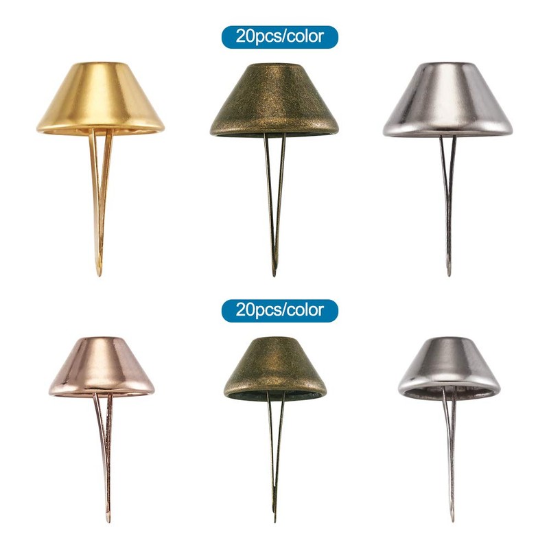 PandaHall 120pcs Bottom Stud Bag Feet 4 Colors Cone Studs