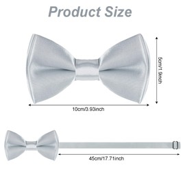 Bskifnn Kids Bow Tie Classic Solid Color Satin Bow Tie Adjustable Neck Bowtie for Kids Wedding Party (Silver, kids)