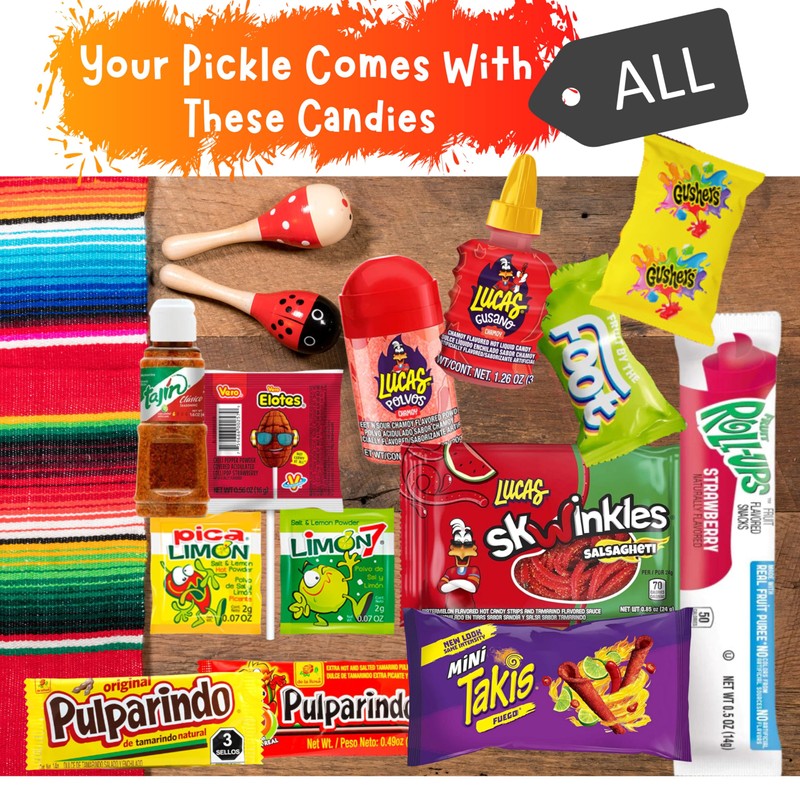The Full Tiktok Chamoy Pickle Kit With Candy; Includes Fruit-Rollup,