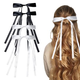 Pack of 4 Hair Bows for Women, Hair Bow Women's Bow Hair, Hair Bow with Thin Bands, Hair Bow for Long Hair, Accessories, Hair Clips, Claws, Hair Bows for Girls