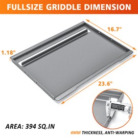 Hisencn Grill Griddle Flat Inserts for Charbroil Performance 463365021, 463366022, 463365522 Grills - Carbon Steel Griddle Stone for Charbroil 463354021, 463353521, Full-Size Griddle Replacement