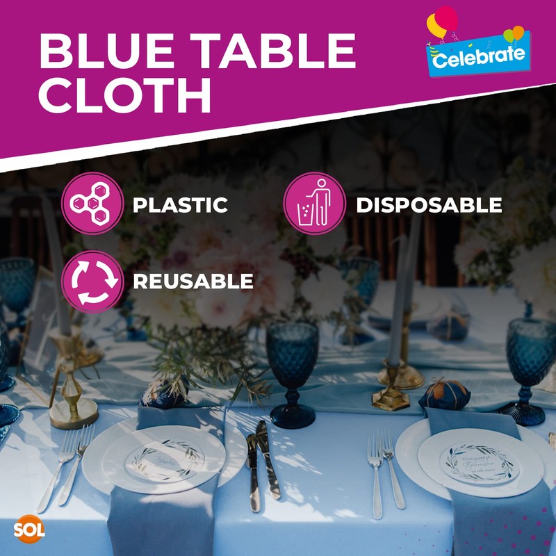 SOL 6pk Blue Table Cloths Party | 121 x 121cm