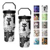 mvhsuoem 30 oz Cat Black Flip Straw Tumbler with Top