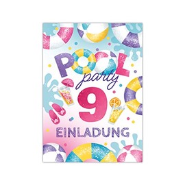 Junapack 12 Invitations for 9th Children's Birthday Swimming Pool Invitations Ninth Birthday Girls Pool Party