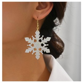Snowflake Dangle Earrings for Women Acrylic Snow Earrings Winter Earrings Christmas Earrings (dangle)