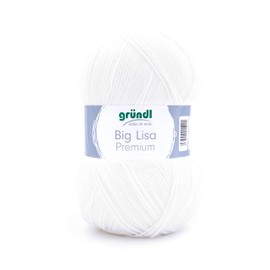 Gründl Big Lisa Premium Knitting & Crochet Yarn with Wool-like Character 100% Polyacrylic, 250 g / 665 m, Needle Size: 3.5-4.5, 1 x 250 g, White