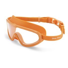 Petites Pommes Adult Swim Goggles for Ages 14+ – Lightweight Silicone, Anti-Fog Wide Lens, Retro Design Swimming Goggles, Hair-Safe Buckle, Cotton Pouch Included, Tangerine