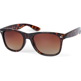 styleBREAKER 09020132 Unisex Nerd Sunglasses with Plastic Frame and Polarised Anti-Glare Lenses, Retro Style, Frame Brown Demi / Glass Brown Gradient
