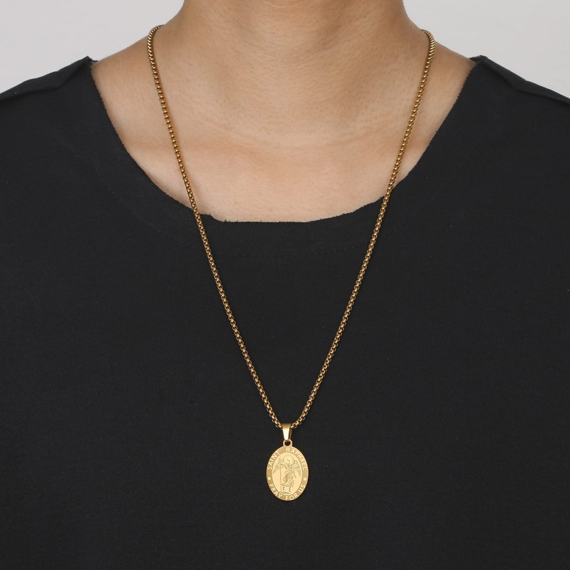 Yaumatea St. Raphael Necklace, Patron Saint of Travelers & Blind,