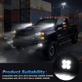 3 Inch LED Ditch Lights for 2015-2019 Silverado Sierra 2500HD 3500HD