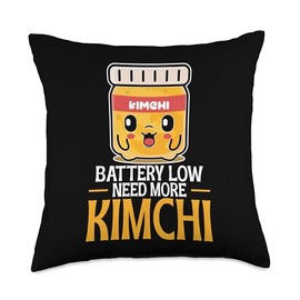 South Koren Food Cuisine Battery Low Need More Kimchi Throw Pillow