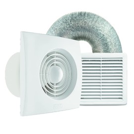 HPM Wall Exhaust Fan Kit with Duct and Grille, 100 mm