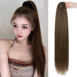 HAPVITAL Women's Ponytail Wig, Natural Clip, 21.7 inches (55 cm), Long, Straight Hair, Extensions, Point Wig, Popular, Weddings, Shichi-Go-San Coming of Age Ceremonies, Graduation Ceremonies, Kimono