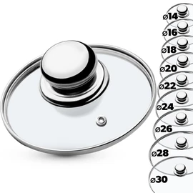 Kadax Glass Lid with Steel Handle, Heat-Resistant Lid for Pot, Lid with Steam Vent, Universal Lid in Various Sizes, Lightweight Pot Lid, Dishwasher Safe