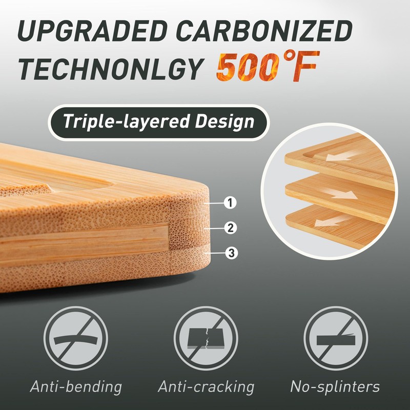 Extra Large Bamboo Board Charcuterie Non Slip Feet Over Sink
