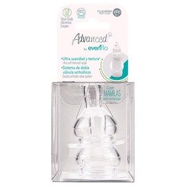 Advanced by Evenflo, Mamila Anticólicos, Flujo Rápido, Cuello Estándar, Paquete de 2 Piezas, MEX