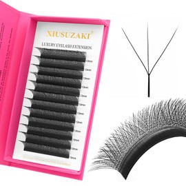 XIUSUZAKI XIUSUZAKI W Lash Extensions Supplies 3D Eyelash Extensions W Shape 0.07mm Thickness D Curl 9mm Premade Fans Easy Fan Lashes Volume Matte Black 12 Rows Crisscross Eye Lashes(W-3D-0.07-D,9mm)