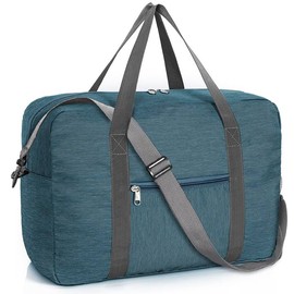 LASUK For Spirit Airlines Personal Item Bag 18x14x8, Foldable Travel Duffel Tote Carry on Luggage Duffle Weekend Overnight Bag for Women and Men (Navy Blue with Strap)