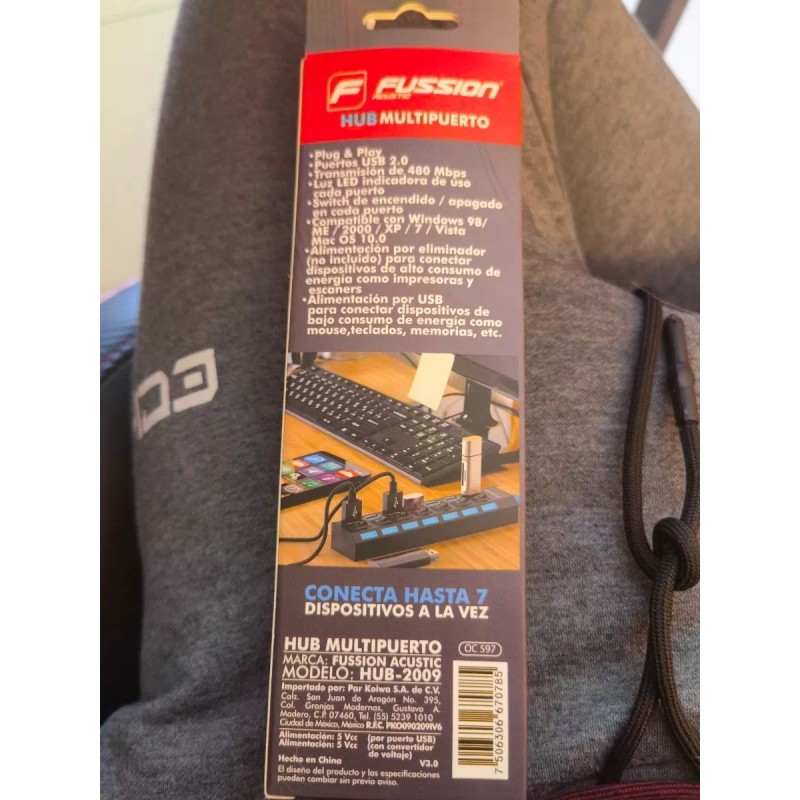 Fussion Hub Multipuerto Usb 3.0 Conector 7 Puertos Pc Universal