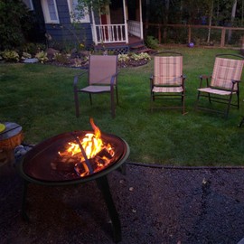 Stouge Fire Pit 22 Inch Fire Pits Portable Folding Fire Pit, Outdoor Wood Burning Steel BBQ Grill Firepit Bowl, Mesh Spark Screen Cover, Poker for Camping, Bonfire, Patio Backyard, Garden Beaches Park