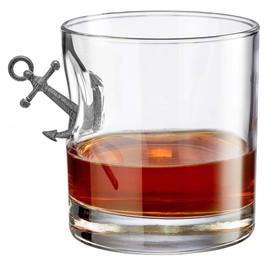 BenShot Anchor Rocks Glass - 11oz - HandCrafted Whisky Tumbler for Sailors and Boating Enthusiasts - Fathers Day or All-American Celebrations