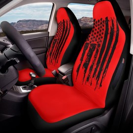 STUOARTE American Flag Printed 2 Pcs Car Seat Cover for Front Seat, Waterproof Auto Front Seat Cover Airbag Compatible, All Weather Front Car Seat Cover, Easy to Install, Car Interior Accessories
